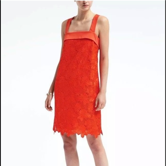 Banana Republic Red Lace Dress BOW 🎁 Holiday - Picture 2 of 8